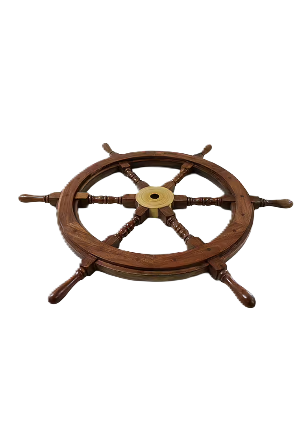 Nautisk ratt i trä & mässing